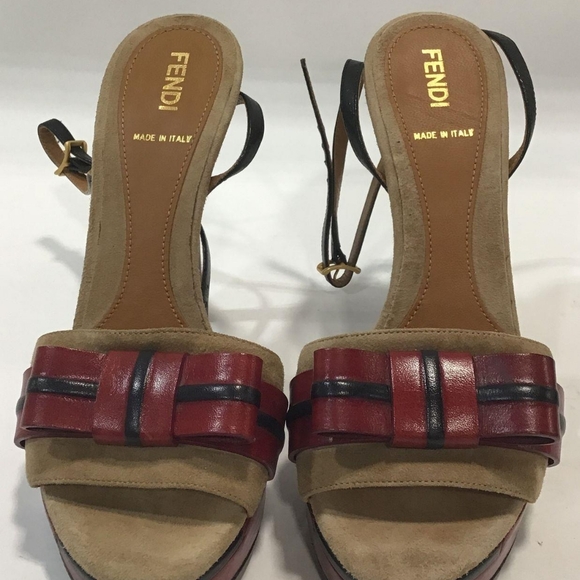 🌟🌟Fendi🌟🌟 Bow Wrap Platform Sandals sz 36.5 with COA - Picture 1 of 6